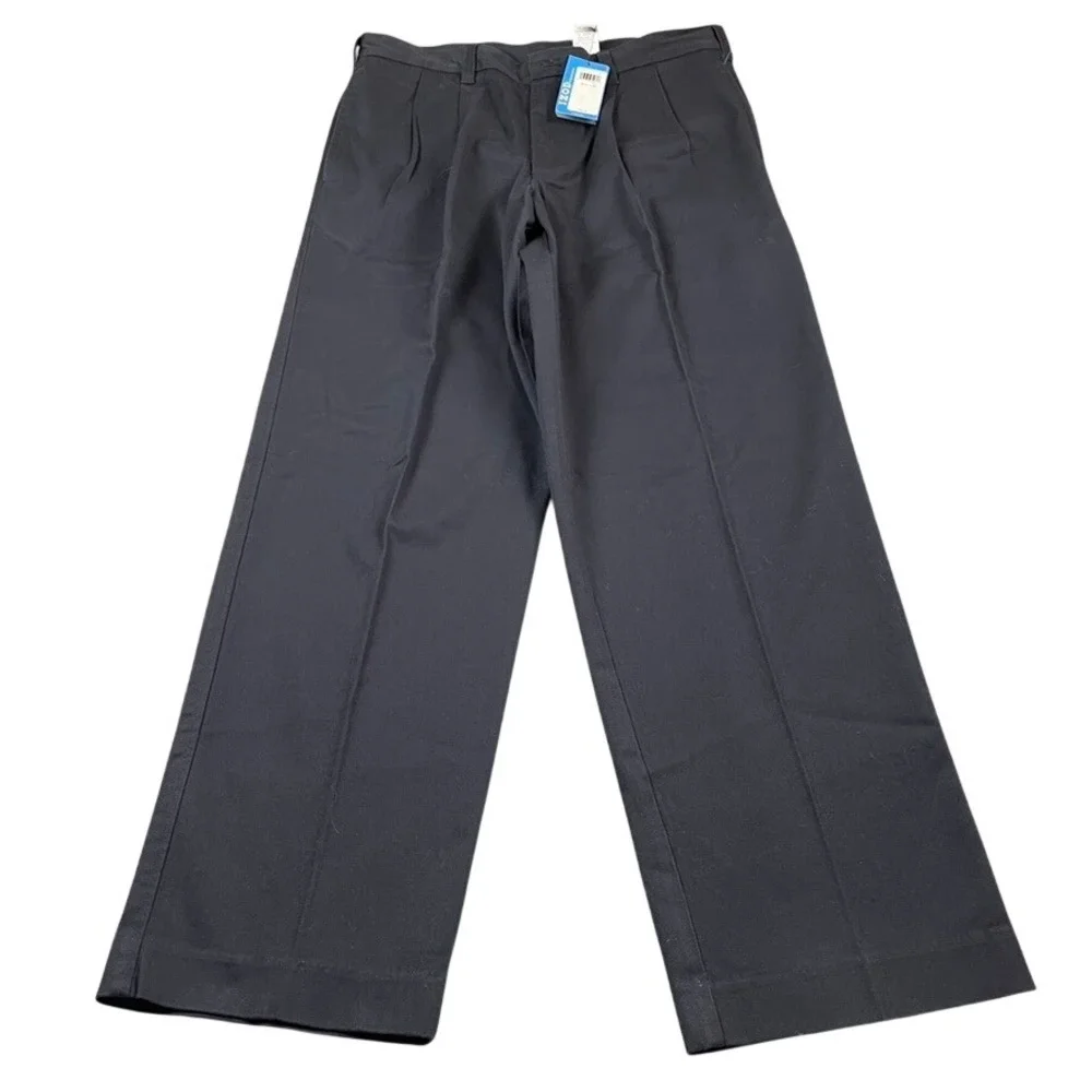 IZOD PerformX Mens Pleated Dress Pants Navy Blue 32x30 Stretch Cotton Trousers